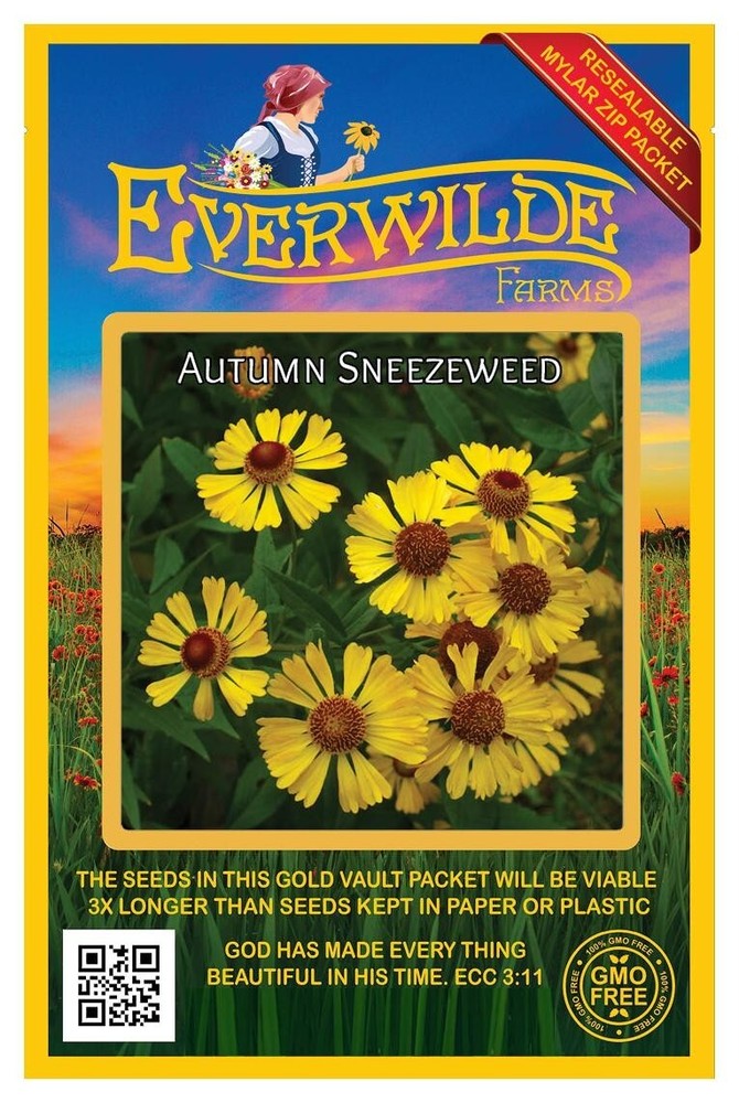 1000 Autumn Sneezeweed Wildflower Seeds - Everwilde Farms Mylar Seed Packet