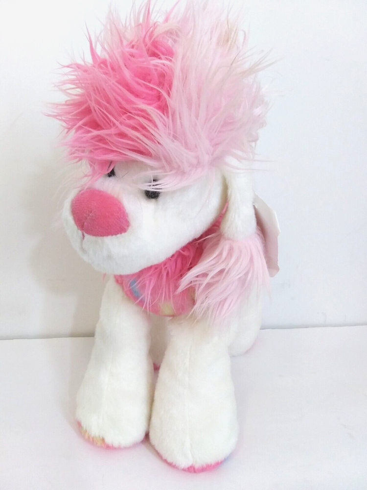 Aurora World 12 Inch Pink White Poodle Plush Stuffed Animal Dog Toy
