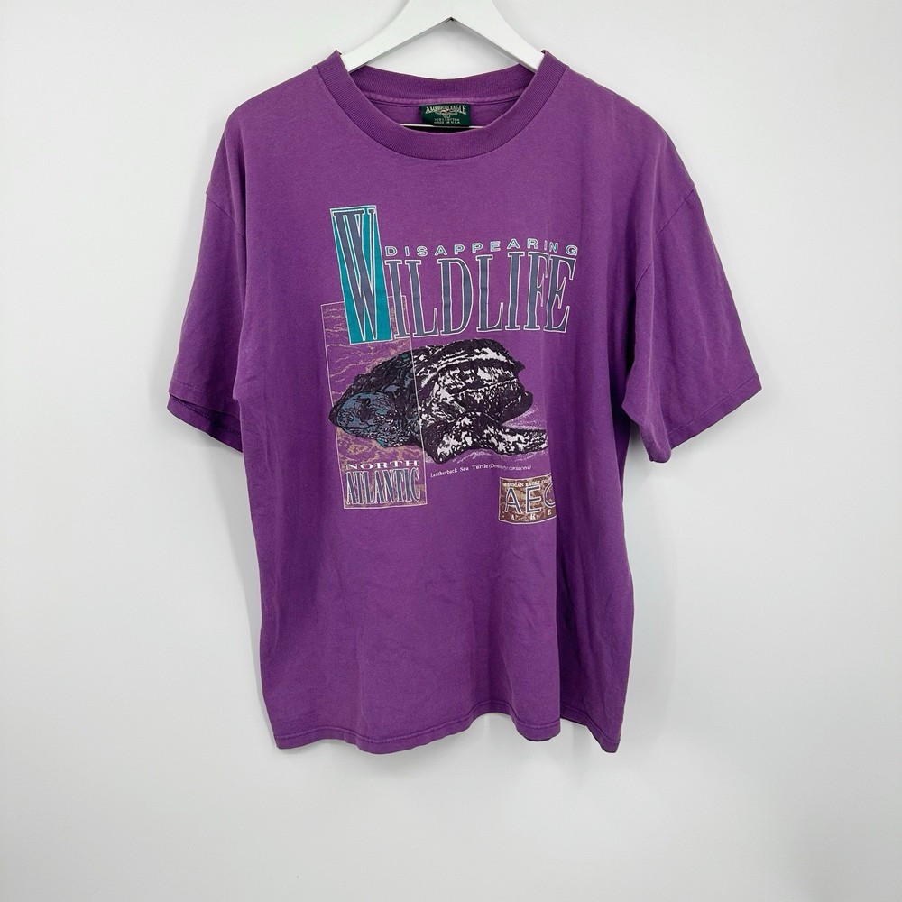 American Eagle Single Stitch Short Sleeve Wildlife Shirt Size XL Cotton Vintage