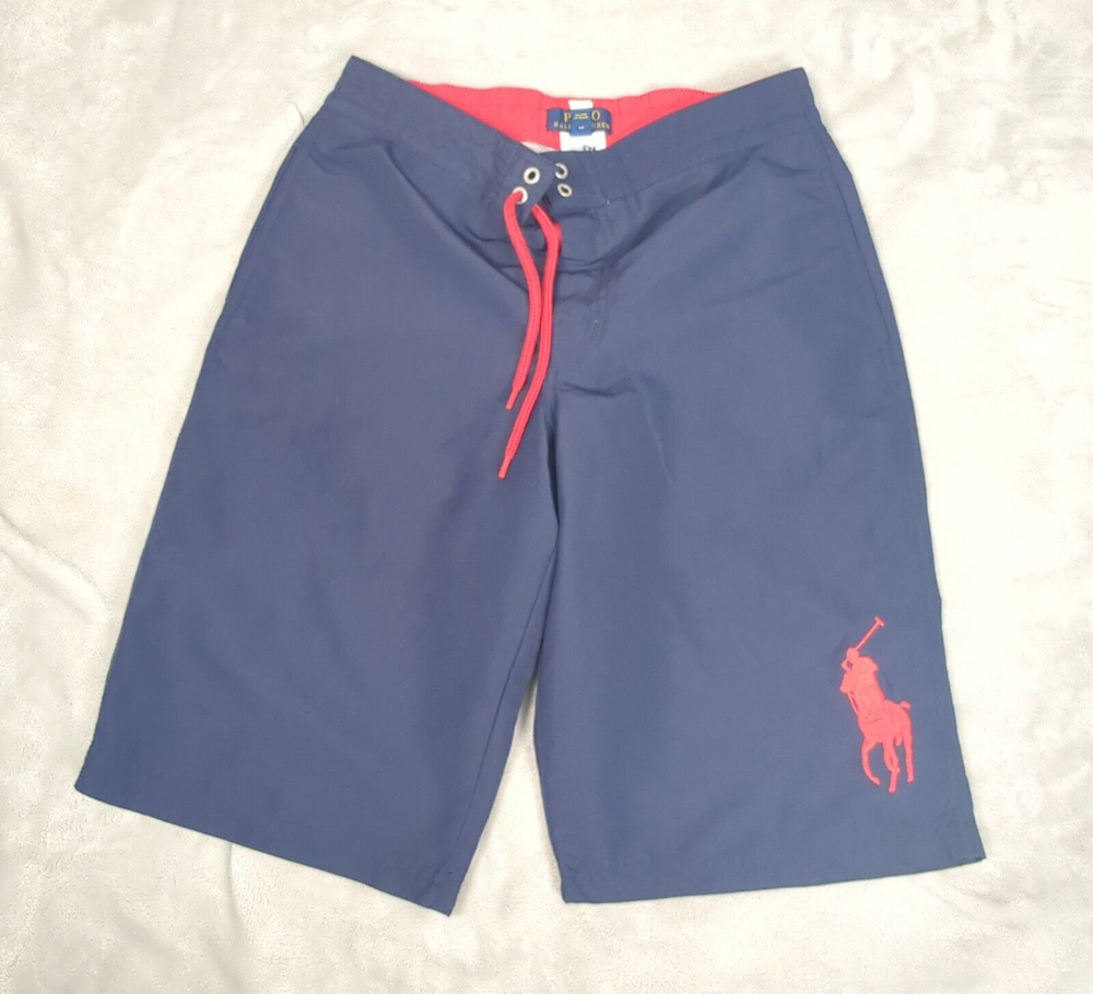 Polo Ralph Lauren Swimwear Boys Large Blue Mesh Lined Lace-Up Shorts Large Pony