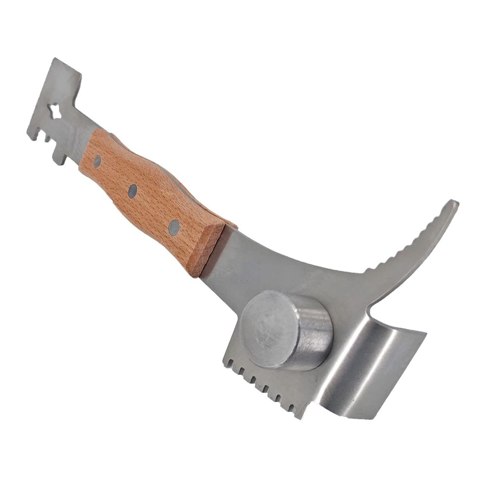 7-in-1 Steel Beekeeping Hive Tool with Wooden Handle for Multipurpose Use