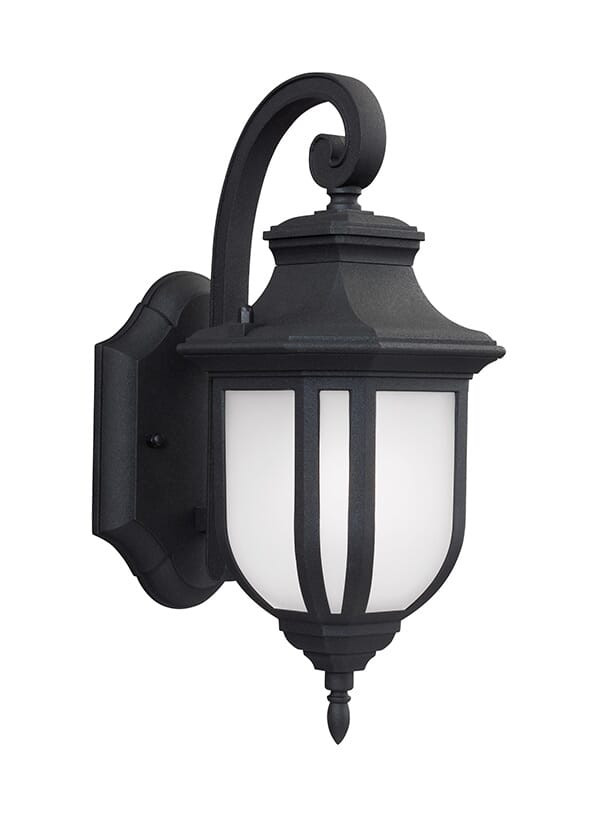 Sea Gull Lighting Childress Small 1-Light Outdoor Wall Lantern in Black Finish