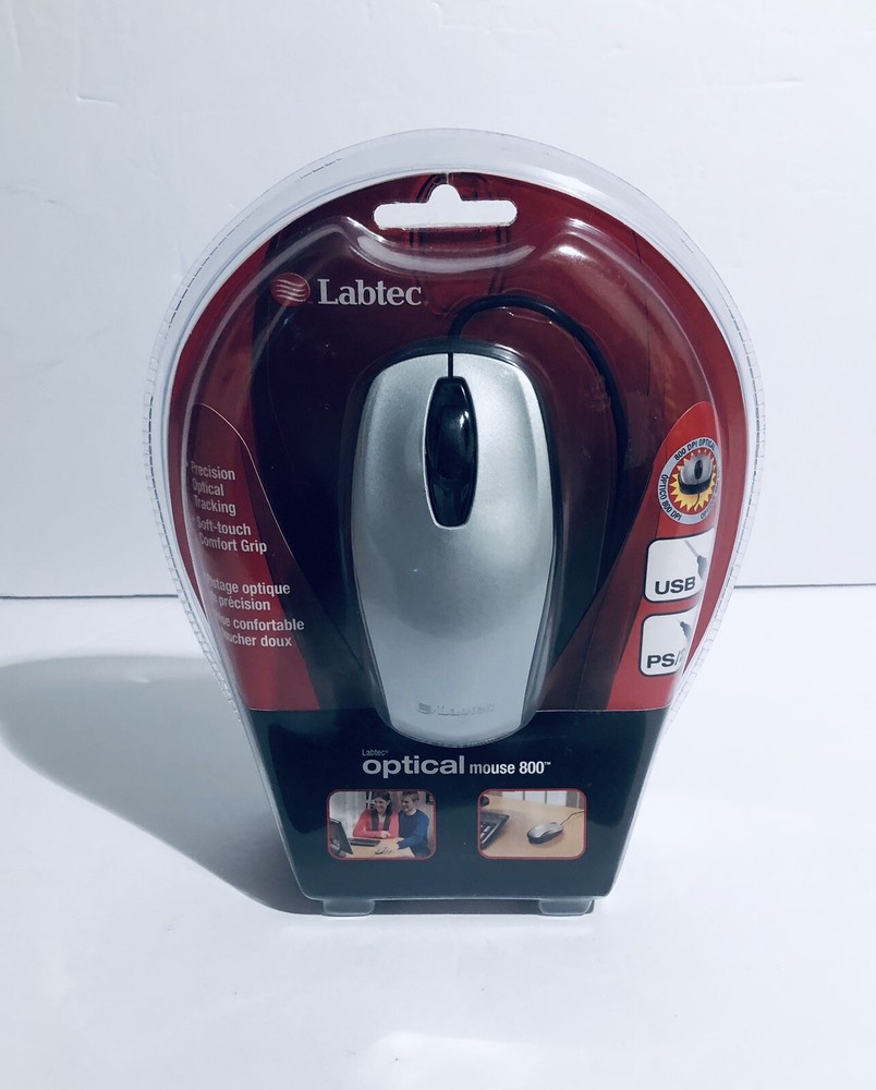 Labtec Optical 800 3-Button Mouse with Scroll Wheel USB PS/2 Sealed