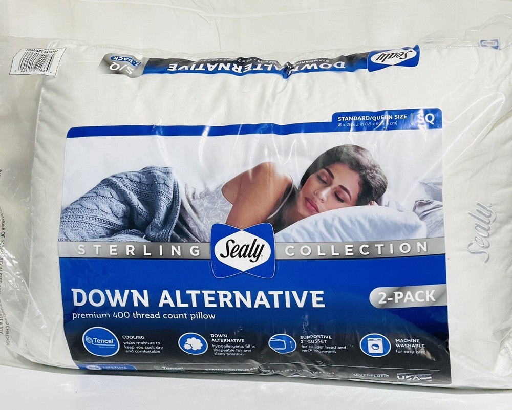 Sealy Sterling Down Alternative 400 Thread Count Pillow, Standard/Queen (2 Pack)
