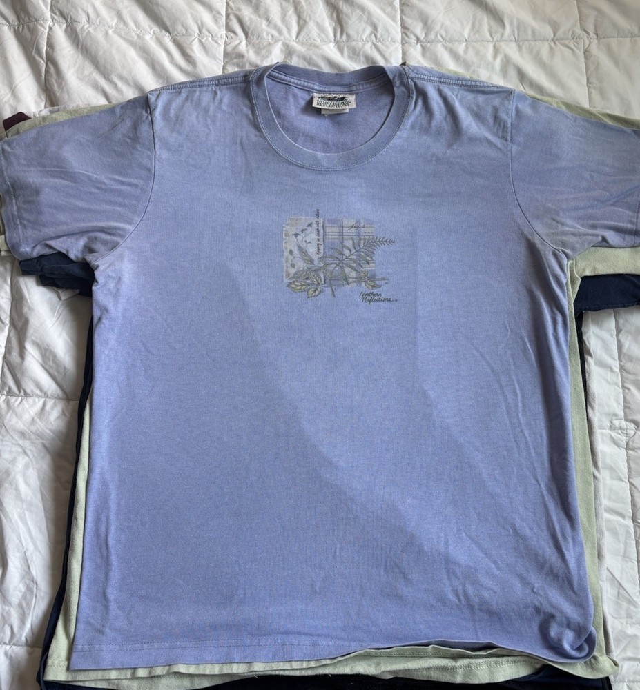 Men's Short Sleeve T-Shirt Flower Graphic 90s Vintage Style Size M Blue