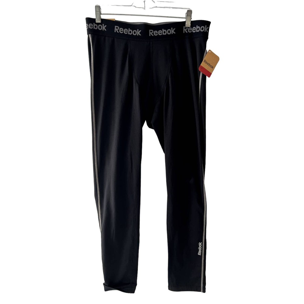 Reebok Men's Large Black Fleece Lined Compression Underwear Pants New With Tags