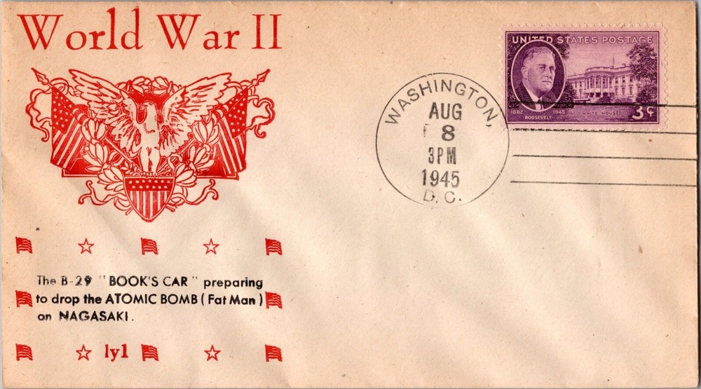 1945 USA WWII Atomic Bomb Nagasaki Cover Washington DC World War II