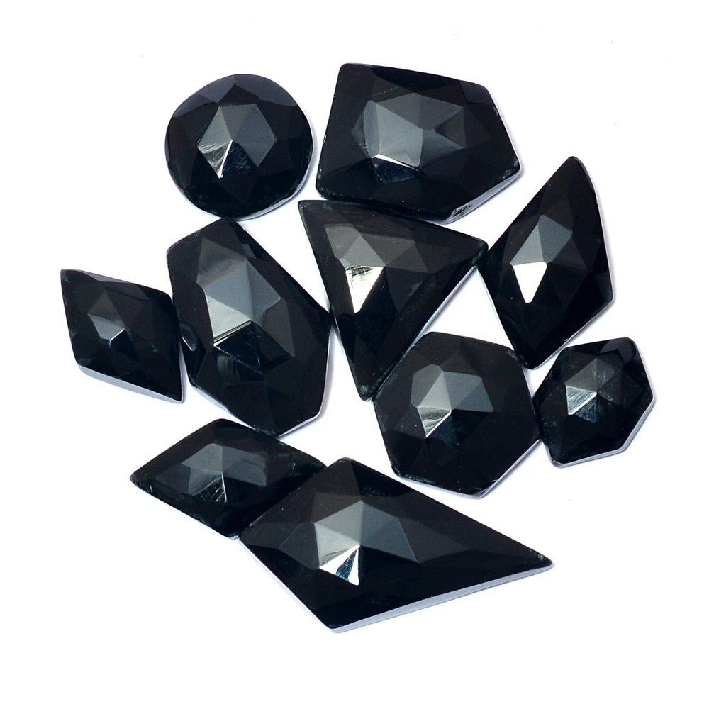 Natural Black Onyx Finest Quality Rose Cut Untreated Gemstones Lot 12mm-25mm
