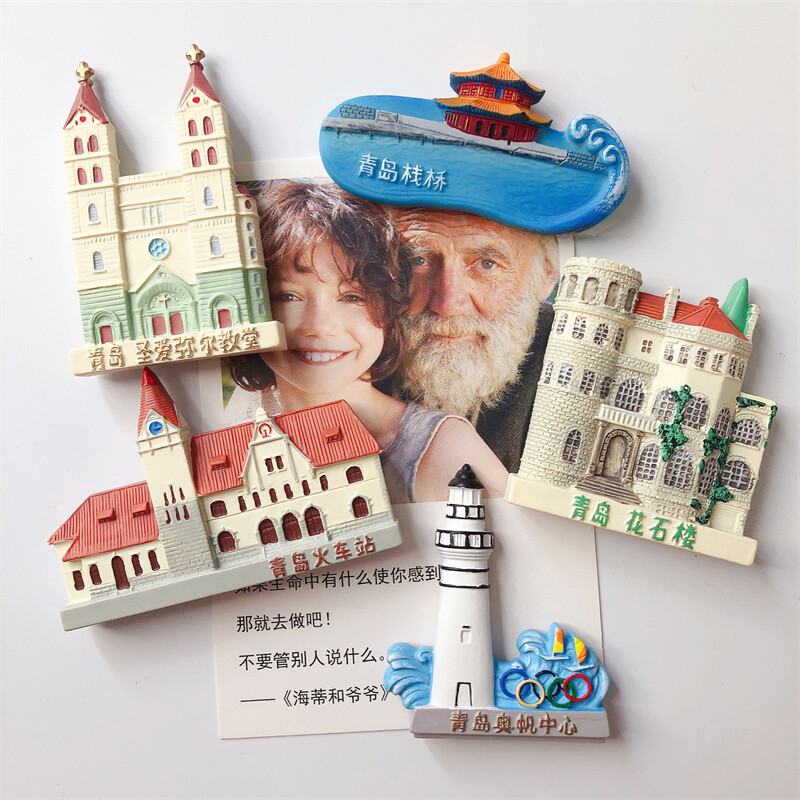 Qingdao Landmark Resin Fridge Magnets China Travel Souvenirs for Home Decor