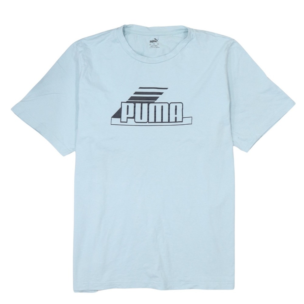 Puma Mens T Shirt Light Blue Graphic Logo Relaxed Short Sleeve Sports XXL