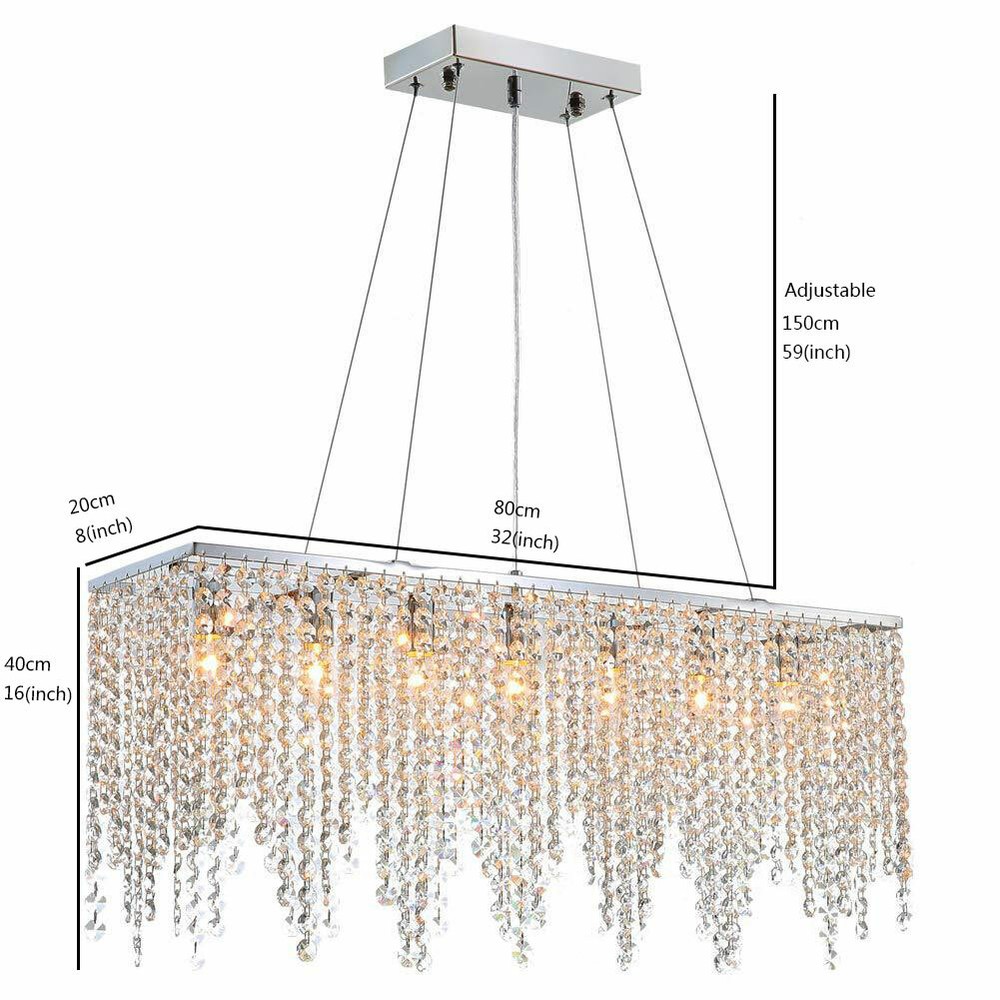 Modern Rectangular Raindrop Crystal Chandelier Light Ceiling Light Pendant Lamp