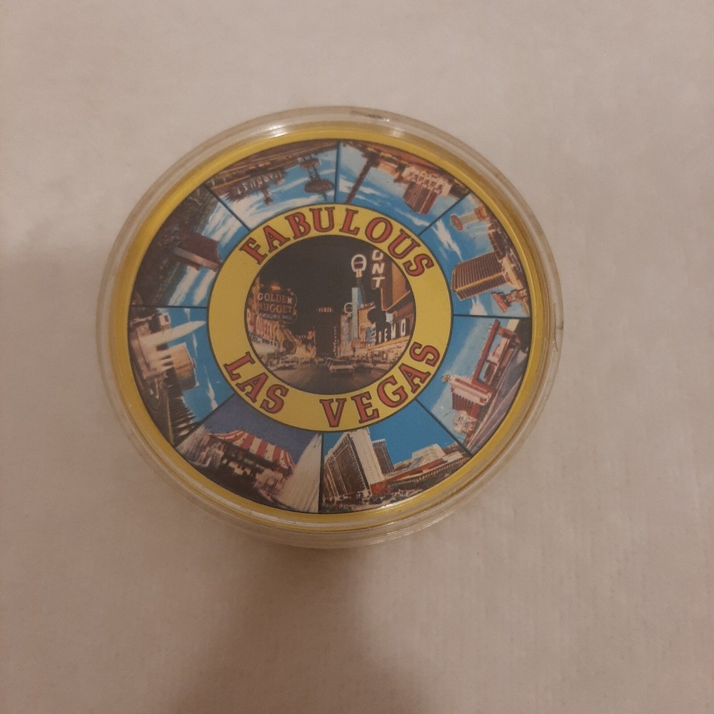 Vintage Fabulous Las Vegas Round Playing Cards 54 Deck With Plastic Case Nice