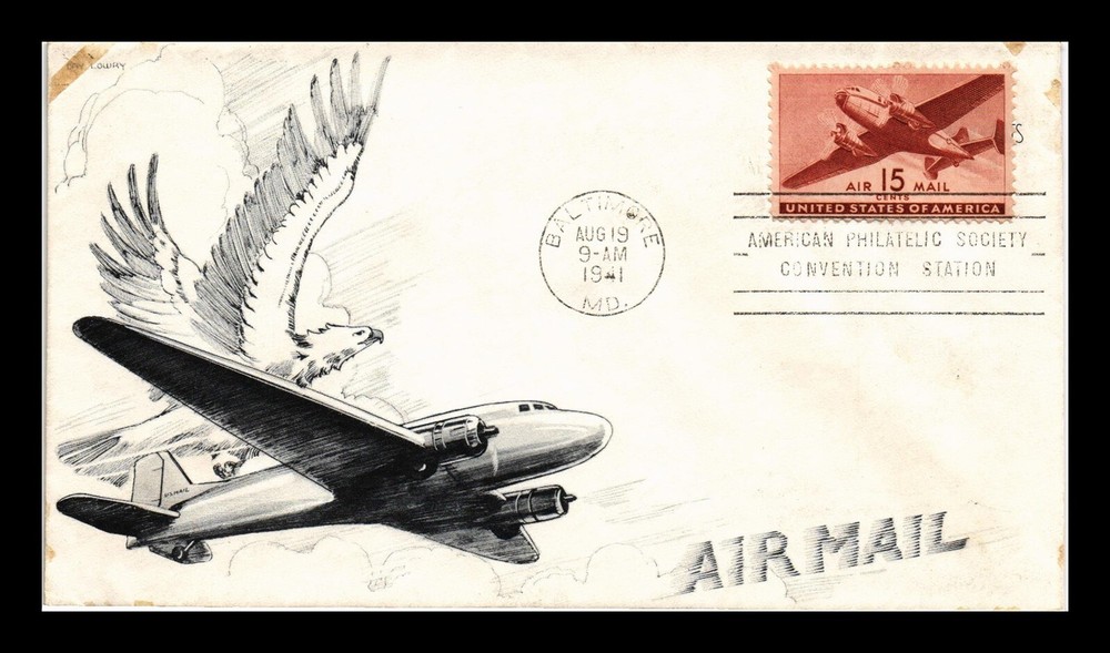 DR JIM STAMPS US COVER AIR MAIL 15C FIRST DAY ISSUE SCOTT C28 ALL OVER LOWRY