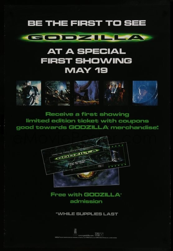Original 1998 GODZILLA SPECIAL SHOWING 2 SIDED ONE SHEET Near Mint