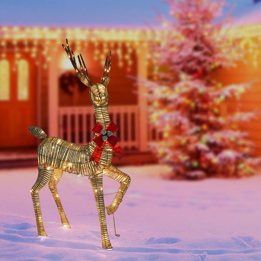 Iridescent Light-Up Christmas Decorative Deer with Lights for Festive Holiday Decor