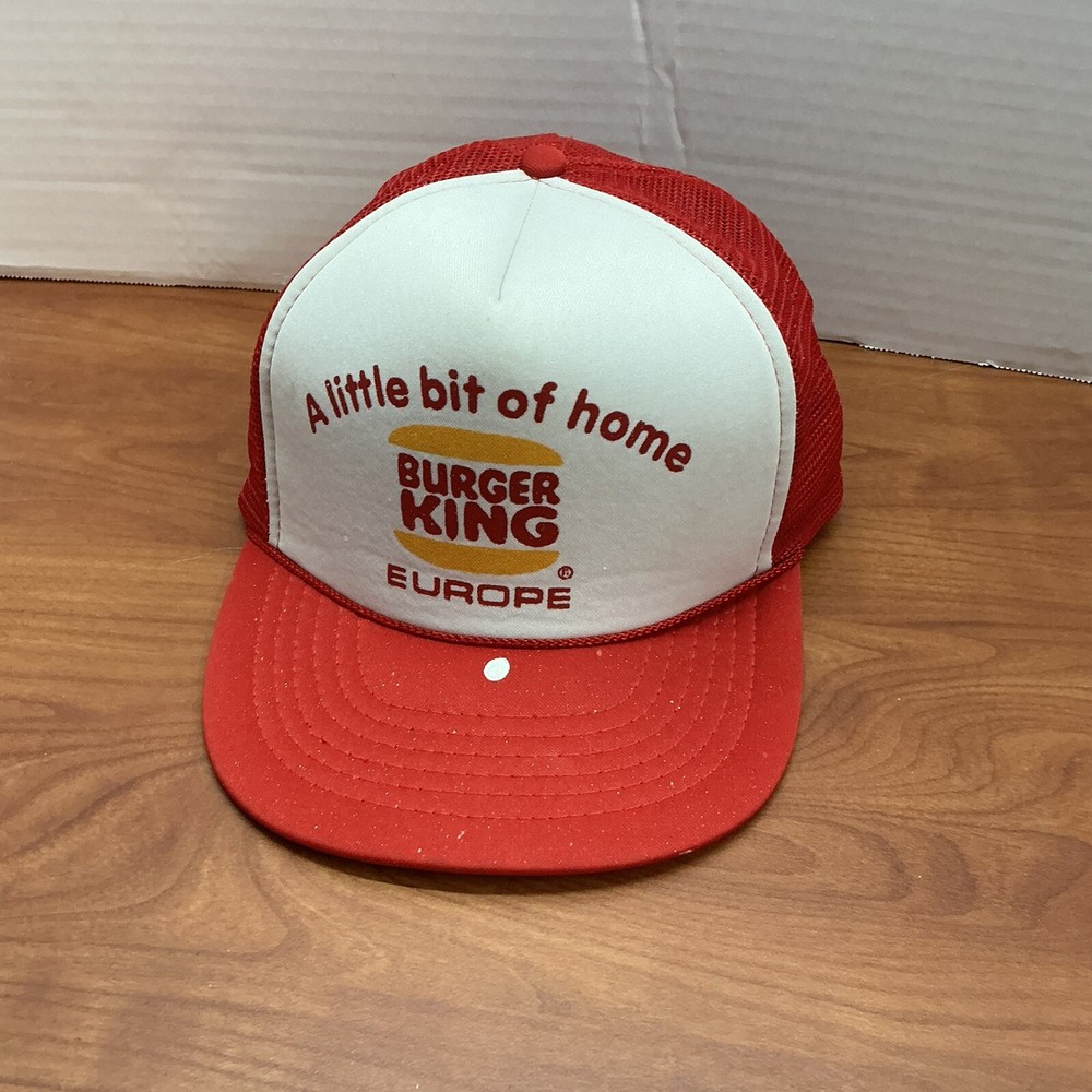 Vintage Burger King Europe White and Red Trucker Hat Nostalgic Fast Food Memorabilia-image