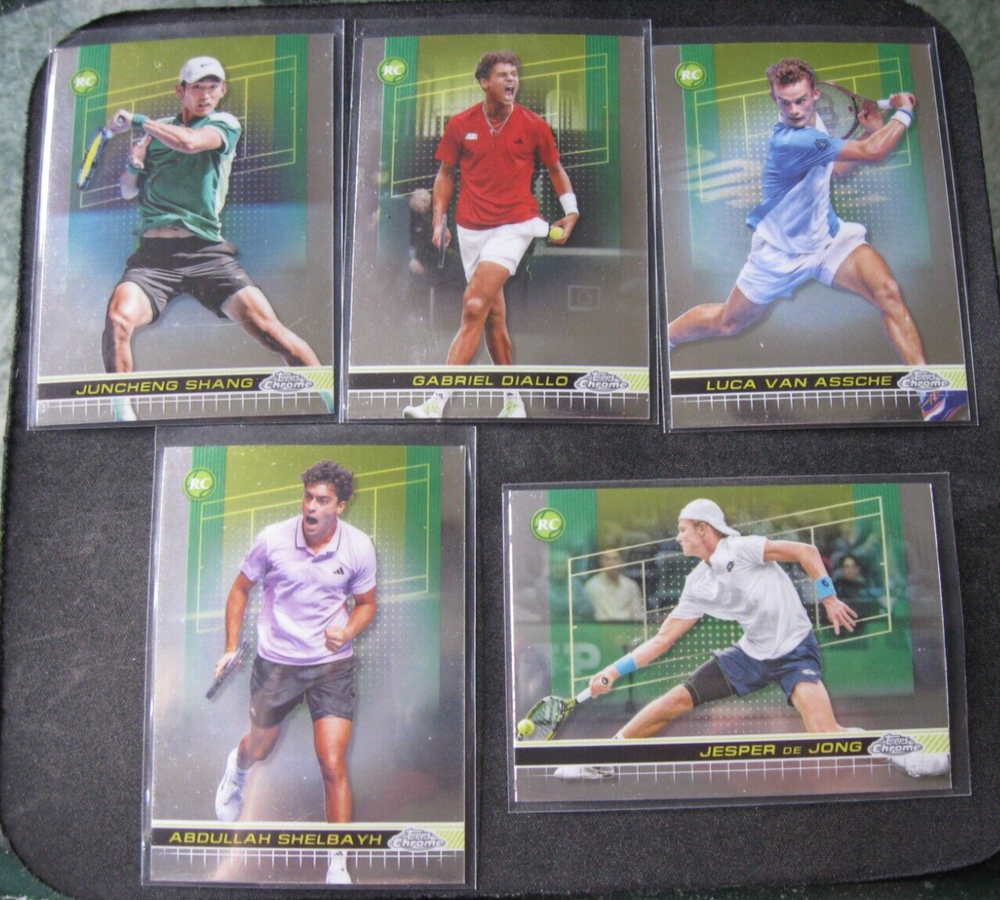 2024 TOPPS CHROME 5-CARD RC MENS TENNIS LOT Shang/Diallo/Assche/Jong/Shelbayh