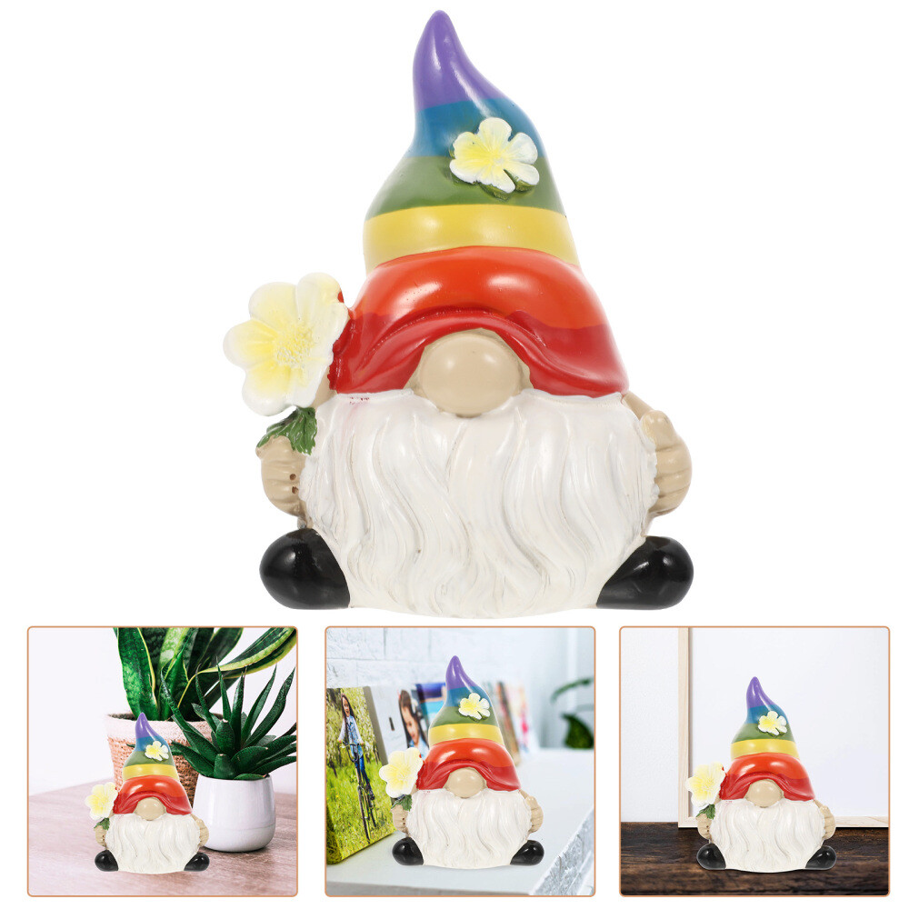 Resin Gnome Figurines Rainbow Gnome Garden Decor Garden Figurine