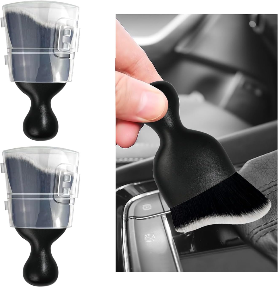 2 PCS Car Interior Cleaning Brush, Curved Soft Bristles Detailing Brush for Dash