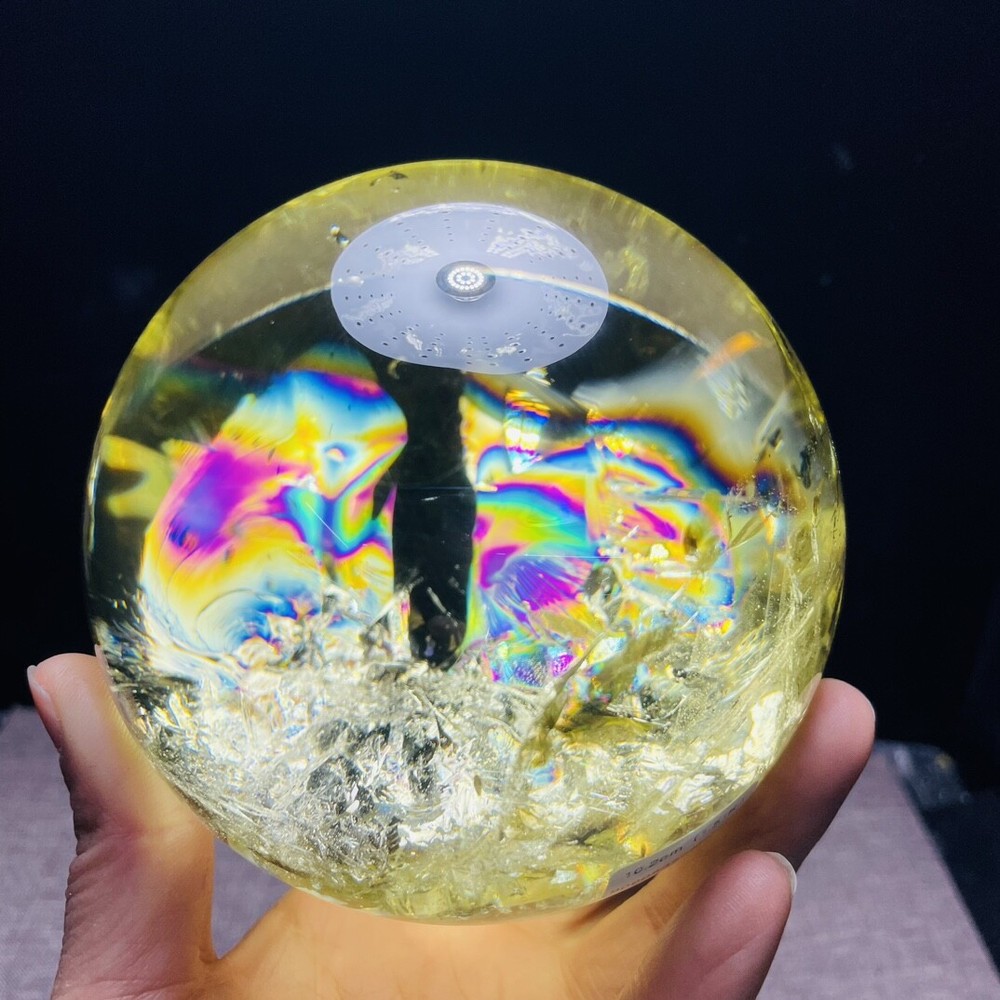 AAAAA+ 3.32LB Natural citrine Quartz Sphere Rainbow Crystals Ball Healing 102mm