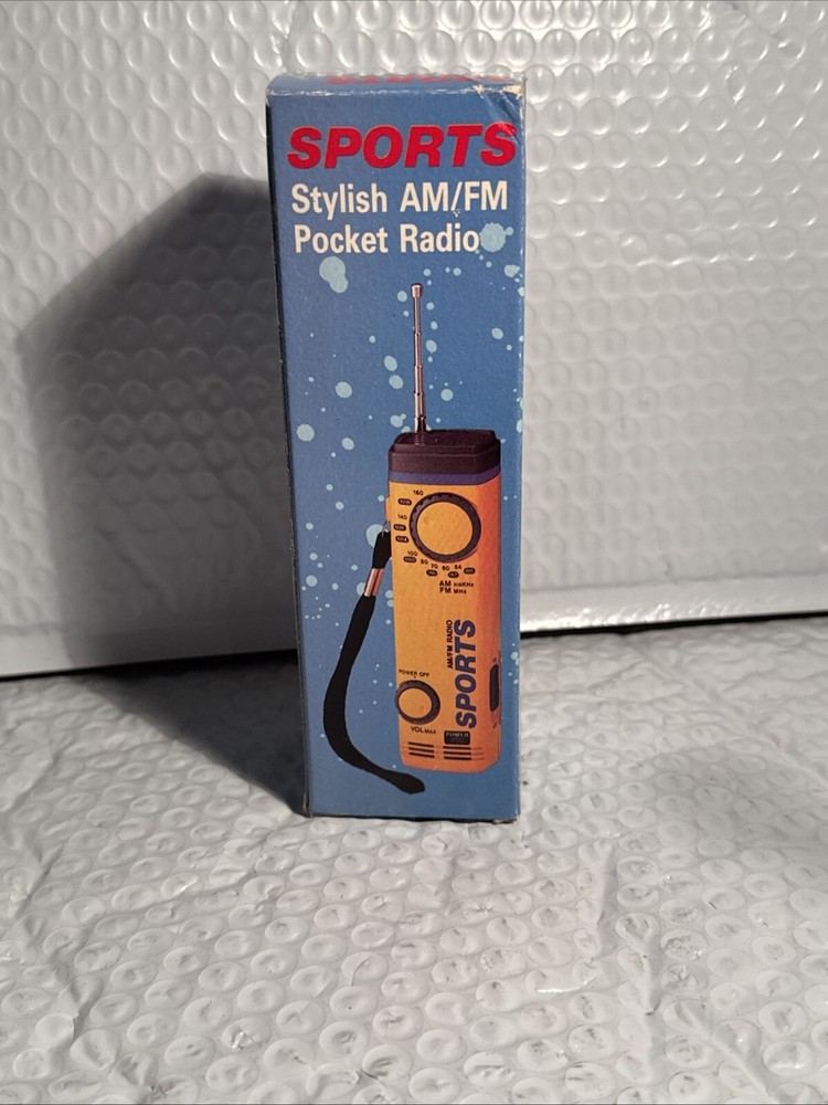 Sports Stylish AM/ FM Pocket Radio Hand Strap 1990's Vintage 90s Tested Works
