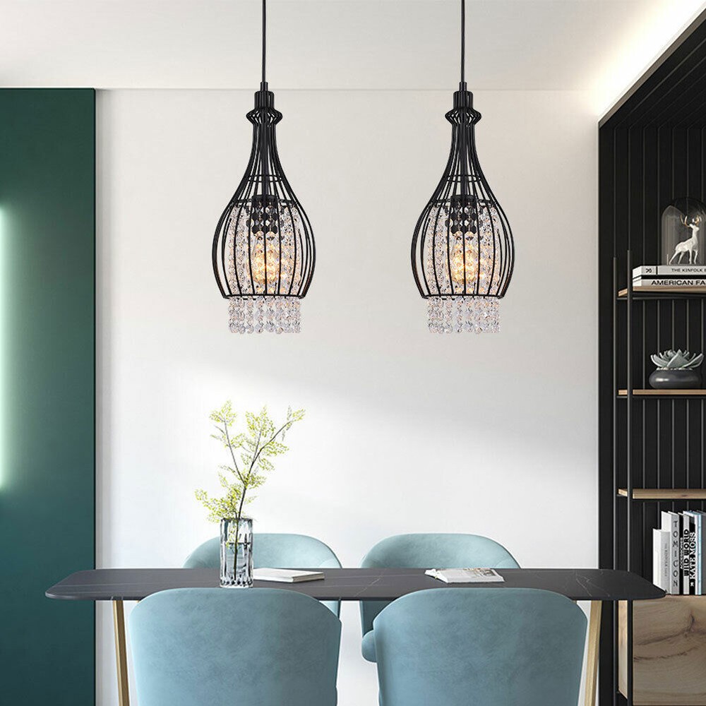 2PCS Ceiling Pendant Light Modern Crystal Chandelier Kitchen Island Hanging Lamp