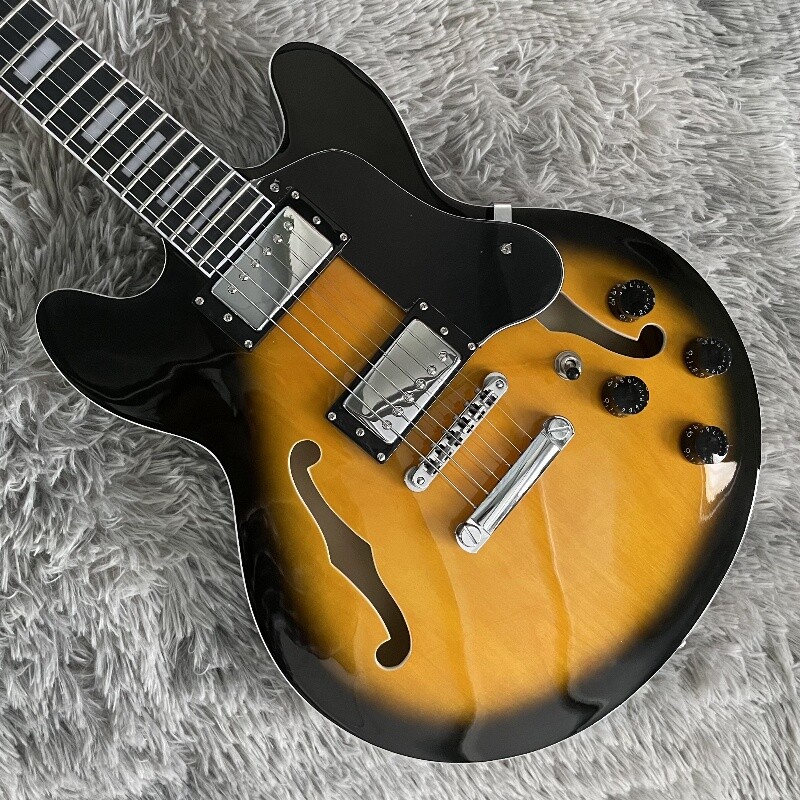 Vintage Sunburst ES-339 Semi-Hollow Electric Guitar with HH Pickups & Chrome Hardware