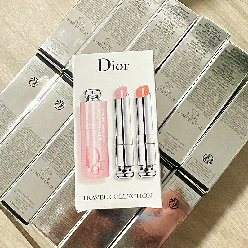 Christian Dior Addict Lip Glow Reviver Duo Coral Pink Gloss Balm Set 001 004