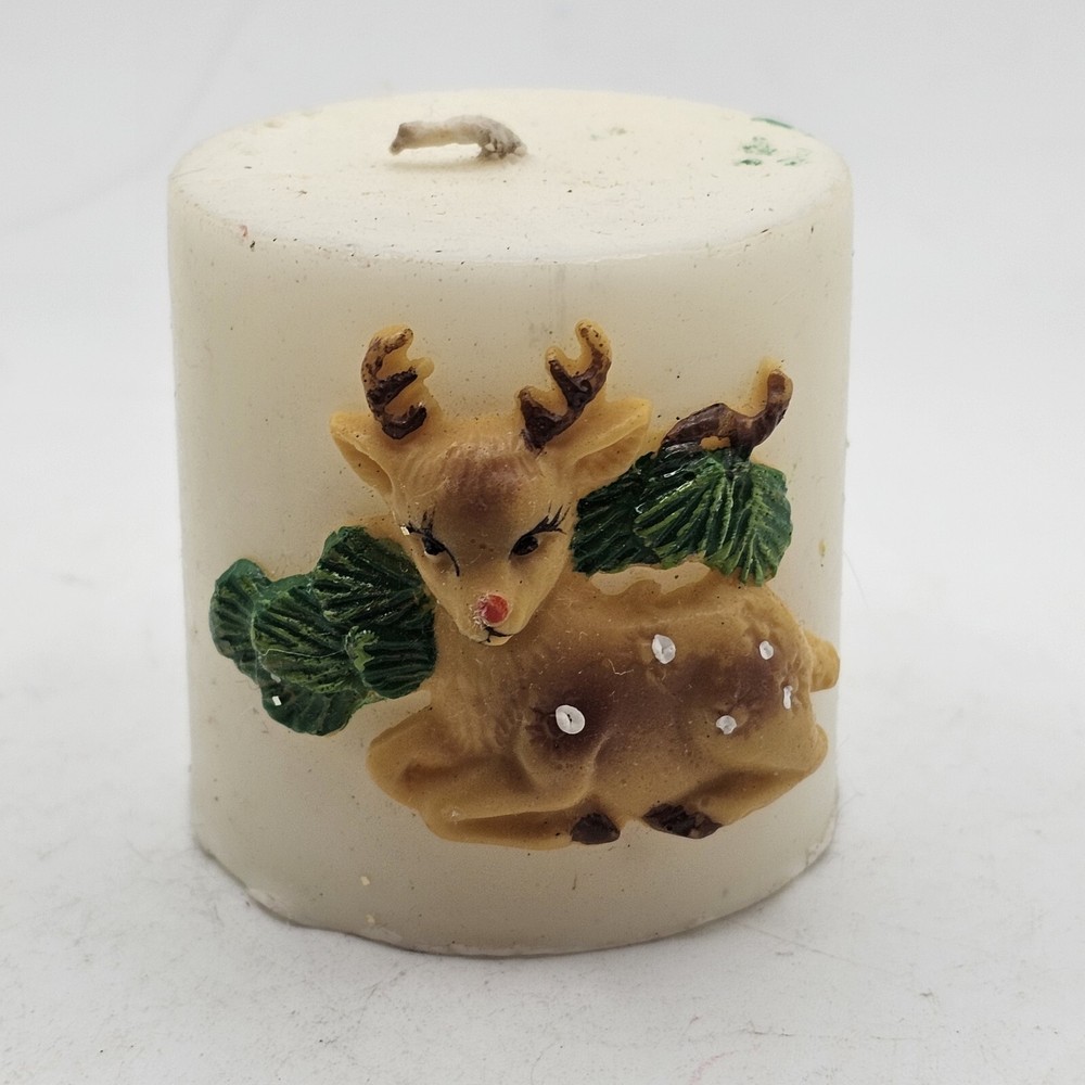 Christmas Candle Rudolph Reindeer Vintage Fawn