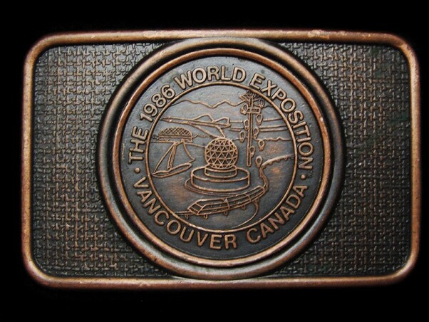 LH05121 VINTAGE 1986 **THE WORLD EXPOSITION - VANCOUVER, CANADA** BELT BUCKLE