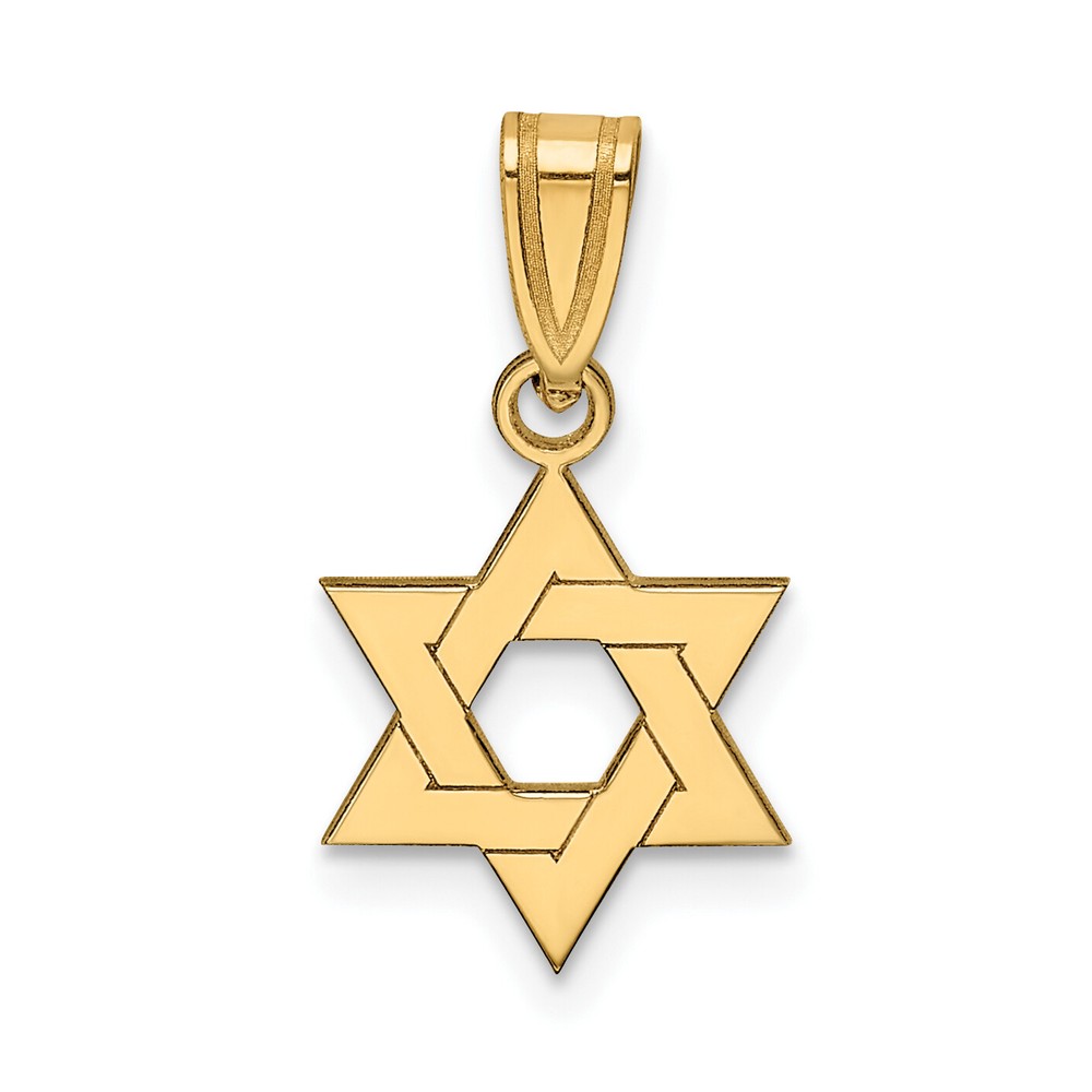 Avariah Solid 10k Yellow Gold Star of David Pendant - 18mm