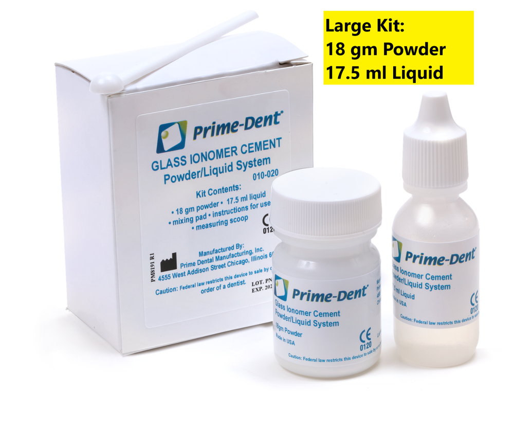 Prime-Dent Dental Glass Ionomer Luting Cement Kit Crowns