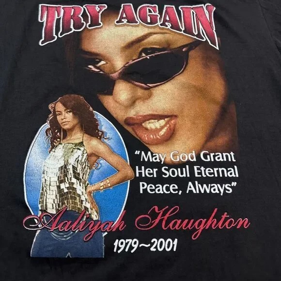 Aaliyah Shirt Black  Cotton All size S-5XL Unisex SHirt TA466-image