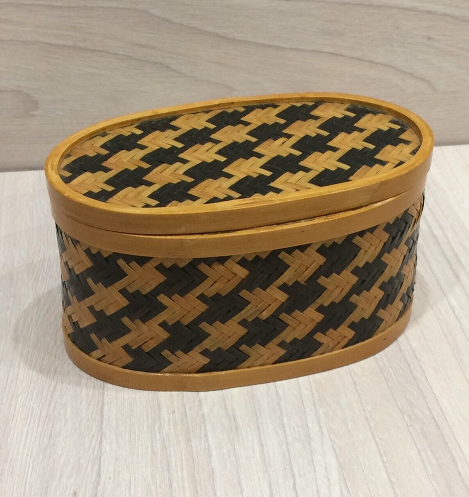 Vintage Handmade Woven Jewelry Box Organizer Rustic Style