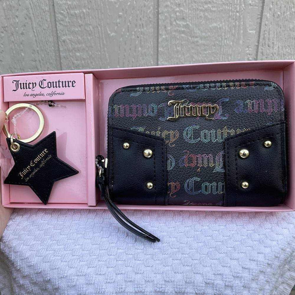 Juice Couture Rainbow Dot Wallet with Star Keyring Gift Set NWT
