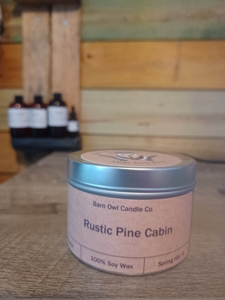 Rustic Pine Cabin Soy Candle 8oz Handmade Poured w/ All Natural Soy Wax