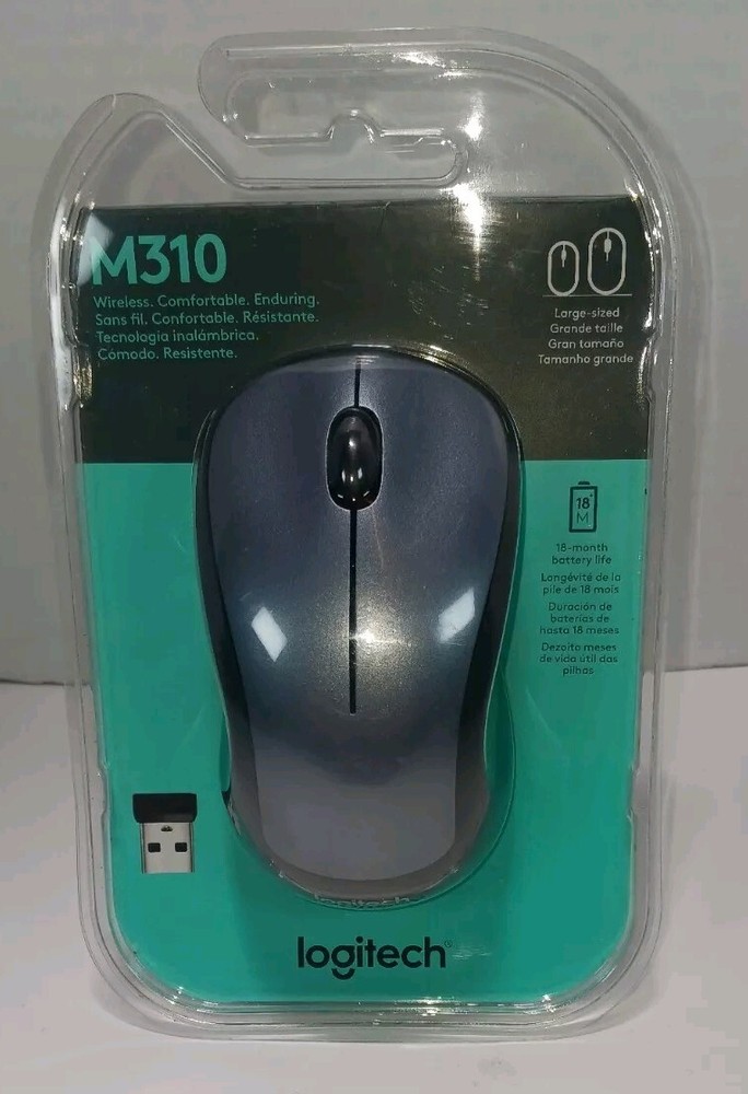 Logitech M310 Wireless Optical Mouse with USB Receiver Dark Gray 3 Buttons Wheel