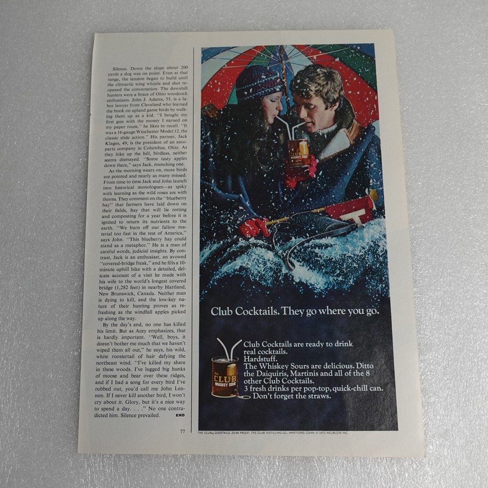 Vintage 1971 Sports Illustrated Club Whiskey Sour Print Ad-image