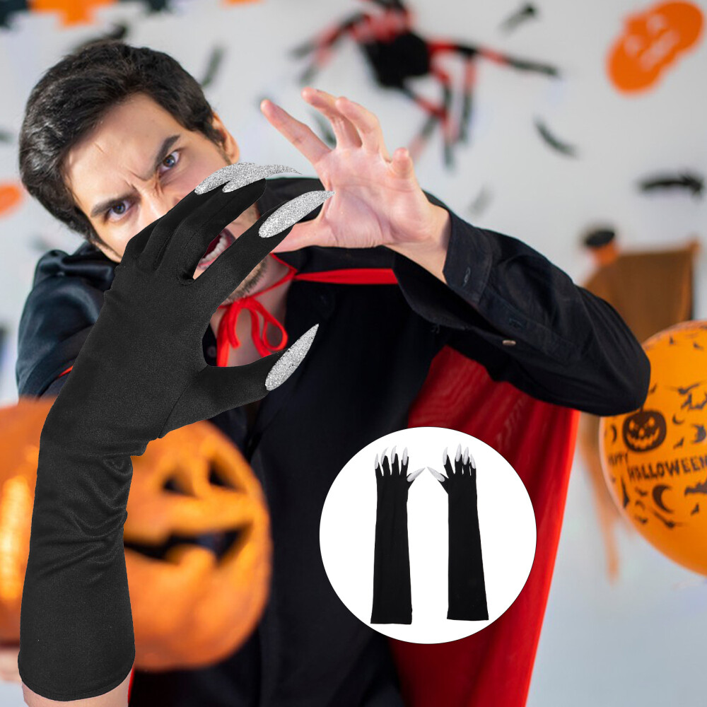 Scary Long Nail Gloves for Halloween Claw Accessories Black Man Women's