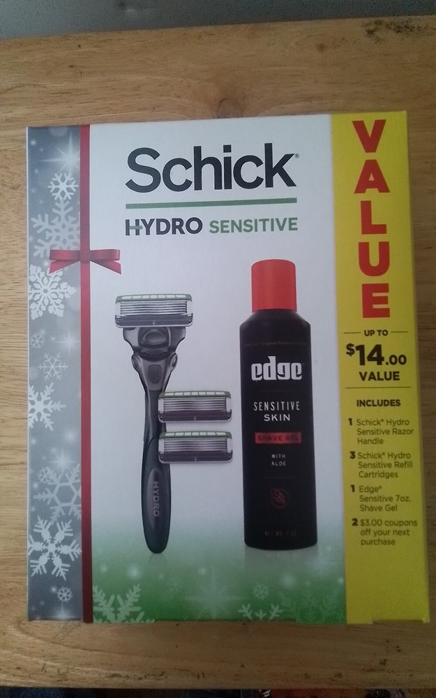 Schick Hydro Sensitive Shave Mens Gift Set-Razor Handle, Refill Cartridges,Gel