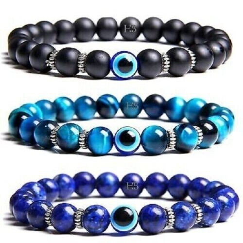 Natural Feng Shui Triple Eye Protection GemStone Crystal Beads Bracelet