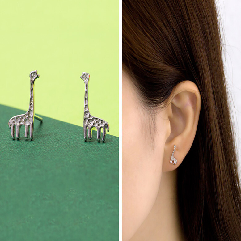 Fashion Accessories Silver Plated Stud Jewelry Giraffe Earrings For Womens Girls