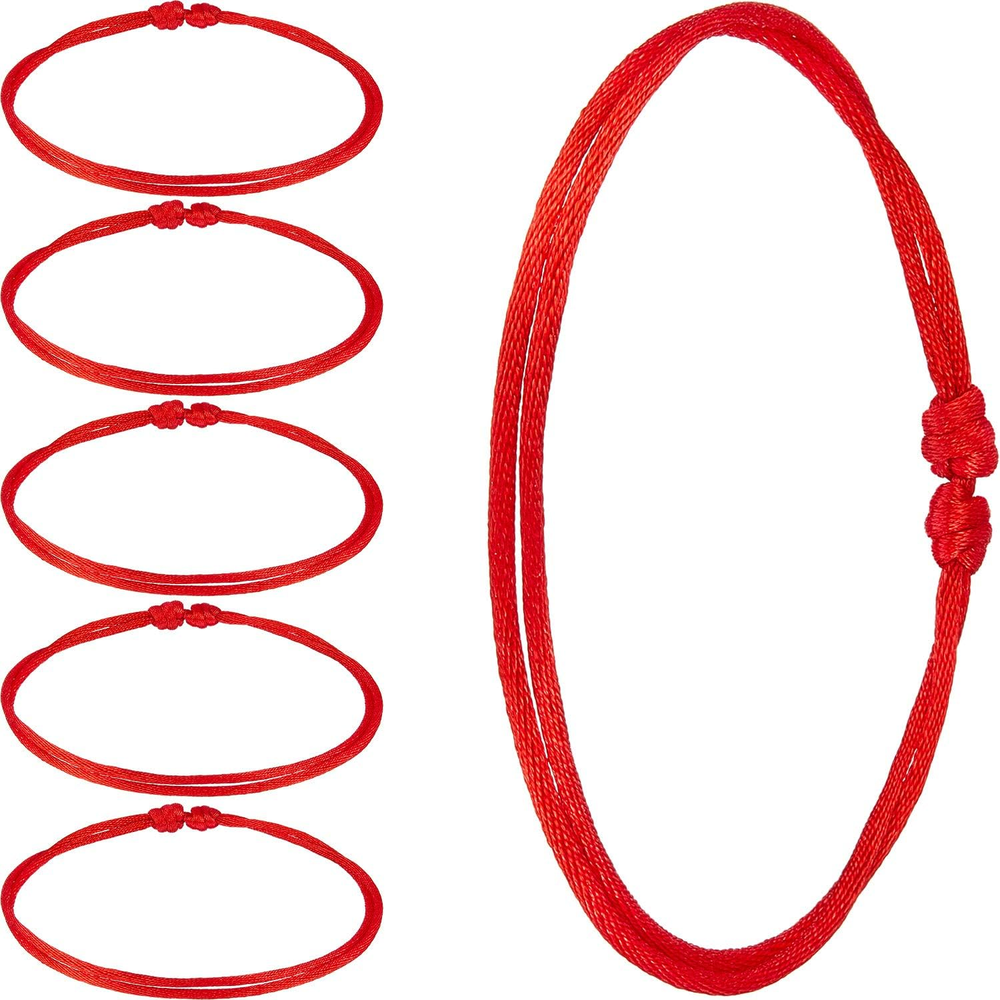 6 Pieces Red Bracelet Red Cord Bracelet Adjustable Kabbalah Red Knot String Brac