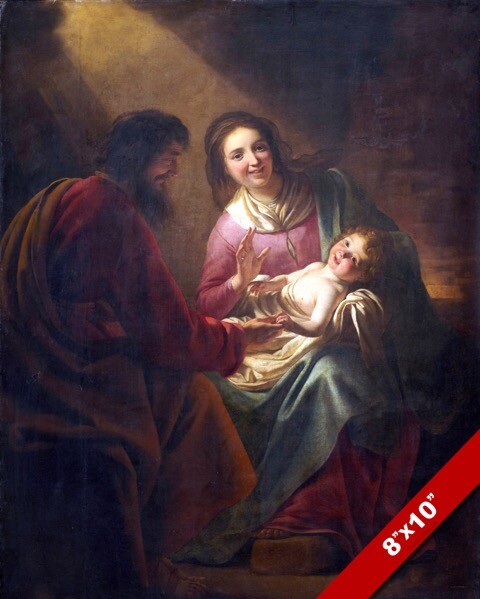 NATIVITY SCENE MARY & BABY JESUS LOOKING AT YOU PAINTING BIBLE ART CANVAS PRINT