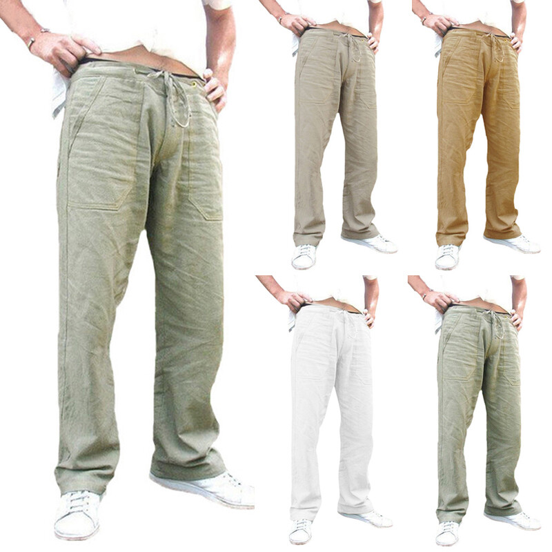 Casual Loose Fit Men's Cotton Linen Joggers - Ideal for Sports and Fitness
