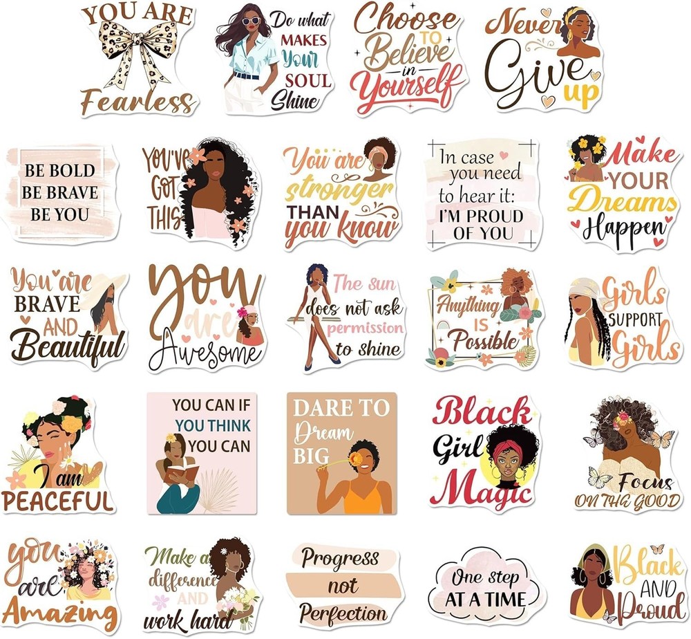 24 Pcs Black Girl Inspirational Locker Magnets, Motivational Quote Magnetic Deco