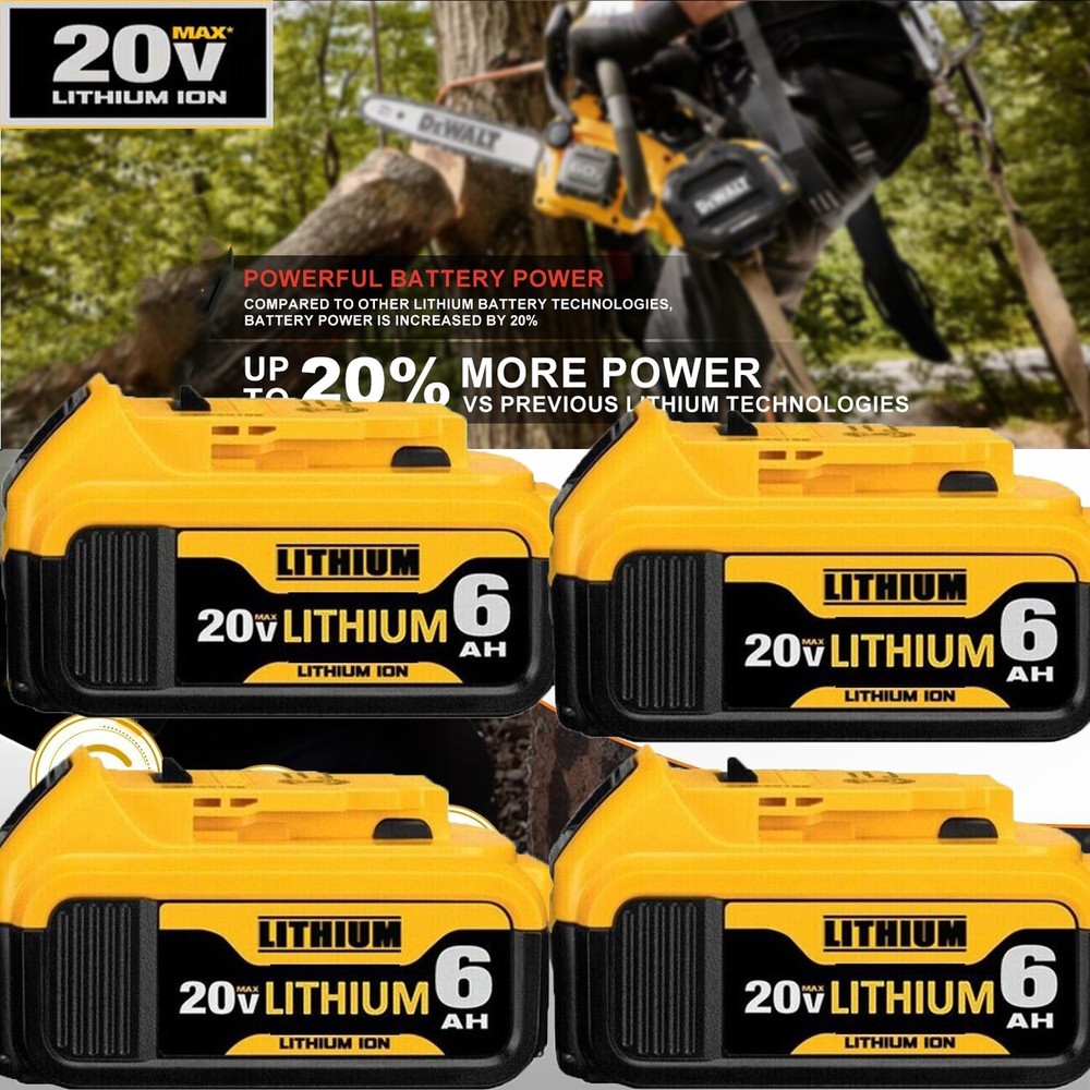6.0AH Compact Battery For DeWalt 20V Max Lithium ion 20 Volt DCB206 Replacement