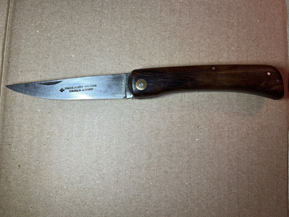 Vintage German Friedr Herder Abr Sohn Solingen Large Folding Pocket Knife 8 1/4