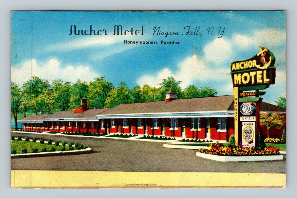 Niagara Falls NY-New York Anchor Motel Antique  c1955 Vintage Souvenir Postcard