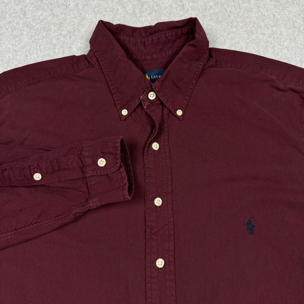 Ralph Lauren Shirt Men's Large Tall Maroon Red Classic Long Sleeve Button Down